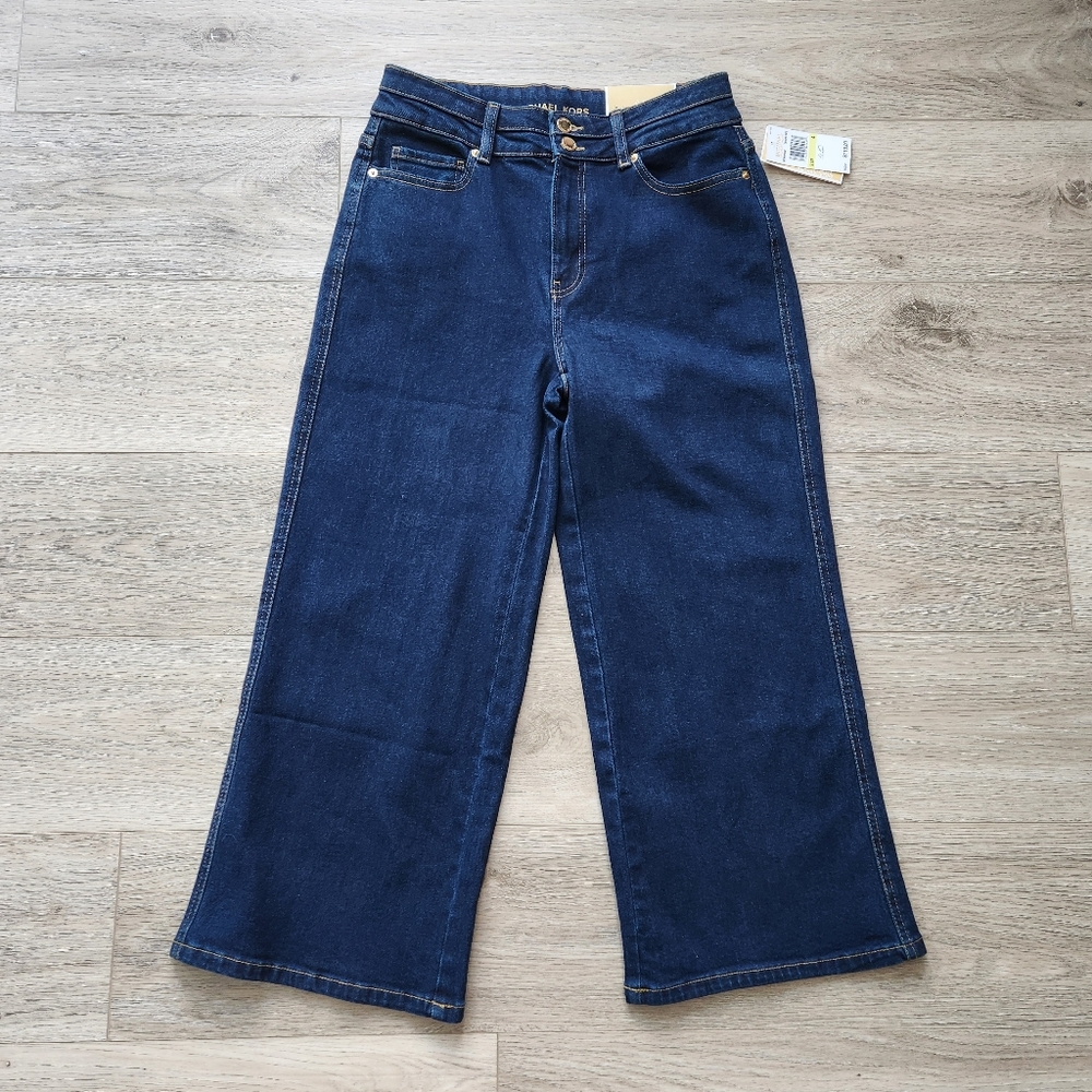 MICHAEL Michael Kors Carmen Crop Wide Leg High Rise Jeans  Womens 4 Nwt